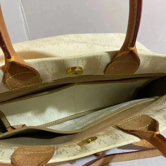 Dooney Bourke white canvas leather satchel handbag - Picture 8 of 15